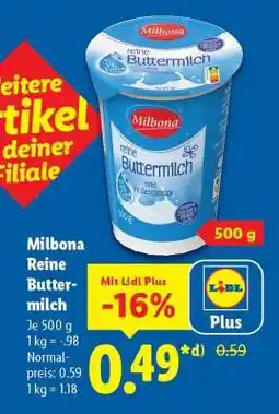 Lidl Milbona Reine Buttermilch Angebot