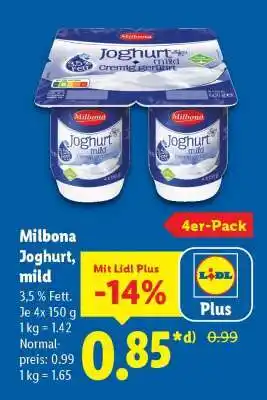 Lidl Milbona Joghurt mild Angebot