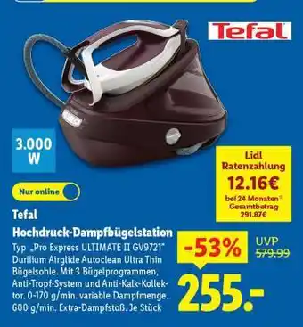 Lidl Tefal Hochdruck-Dampfbügelstation Angebot