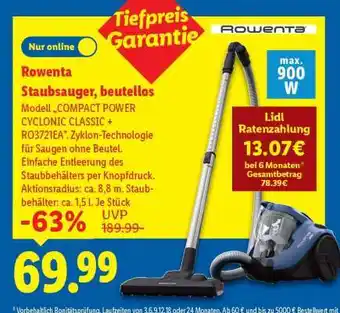 Lidl ROWENTA Staubsauger, beutellos Angebot