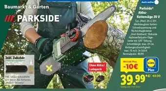 Lidl Parkside Akku-Kettensäge 20 V Angebot
