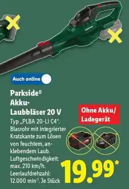 Lidl Parkside Akku-Laubbläser 20 V Angebot
