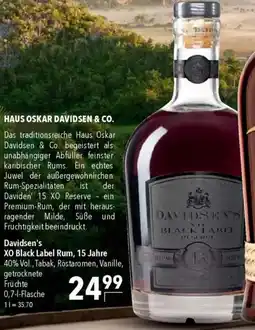 CITTI Markt Davidsen's XO Black Label Rum, 15 Jahre Angebot