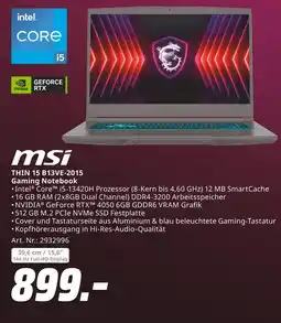 MediaMarkt Msi thin 15 b13ve-2015 gaming notebook Angebot