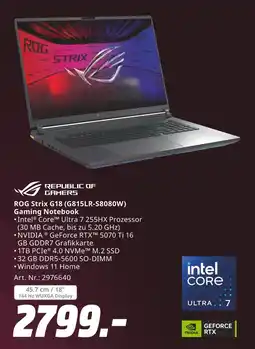MediaMarkt Republic of gamers rog strix g18 (g815lr-s8080w) gaming notebook Angebot