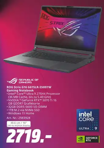 MediaMarkt Republic of gamers rog strix g16 g615lr-s5007w gaming notebook Angebot