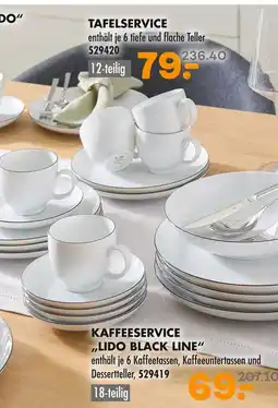 Möbel Kraft Kaffeeservice „lido black line“ Angebot
