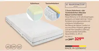 Matratzen Concord H+ manufaktur 7-zonen kaltschaum- oder 7-zonen taschenfederkern-matratze nature comfort Angebot