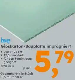 Globus Baumarkt KNAUF Gipskarton-Bauplatte imprägniert Angebot