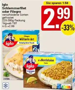WEZ Iglo Schlemmerfilet oder Filegro Angebot