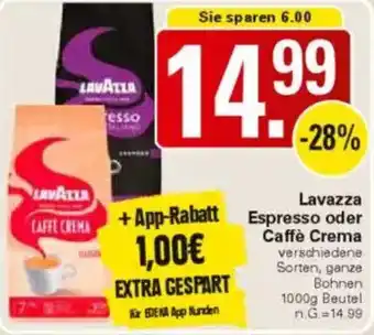 WEZ Lavazza Espresso oder Caffè Crema Angebot