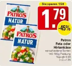 WEZ Patros Feta oder Hirtenkäse Angebot