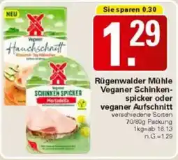 WEZ Rügenwalder Mühle Veganer Schinken- spicker oder veganer Aufschnitt Angebot