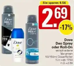 WEZ Dove Deo Spray oder Roll-On Angebot