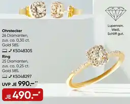 Galeria MONCARA Ohrstecker oder Ring Angebot