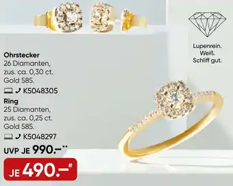 Galeria MONCARA Ohrstecker oder Ring Angebot