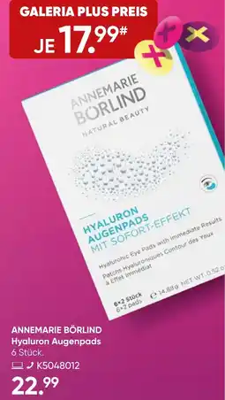 Galeria ANNEMARIE BÖRLIND Hyaluron Augenpads Angebot