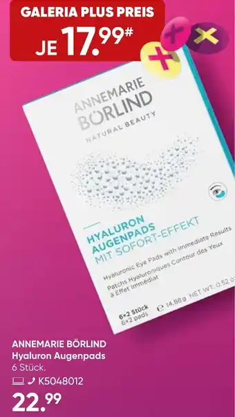 Galeria ANNEMARIE BÖRLIND Hyaluron Augenpads Angebot
