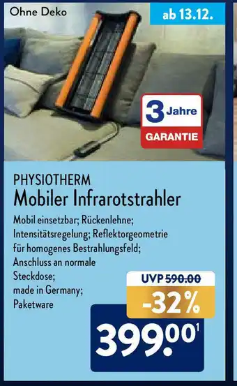 Aldi Nord Physiotherm Mobiler Infrarotstrahler Angebot