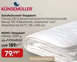 Galeria KÜNSEMÜLLER MONO-Steppbett Angebot