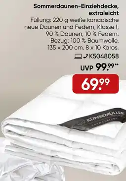 Galeria KÜNSEMÜLLER Sommerdaunen-Einziehdecke, extraleicht Angebot