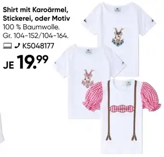 Galeria Shirt mit Karoärmel, Stickerei, oder Motiv Angebot