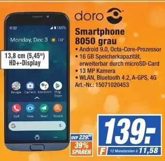 Expert Technomarkt Doro Smartphone 8050 grau Angebot