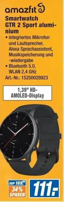 Expert Amazfit Smartwatch GTR 2 Sport aluminium Angebot