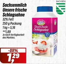 Simmel Sachsenmilch Unsere frische Schlagsahne Angebot