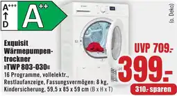 B1 Discount Baumarkt Exquisit Wärmepumpentrockner TWP 803-030 Angebot