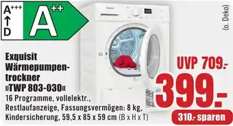 B1 Discount Baumarkt Exquisit Wärmepumpentrockner TWP 803-030 Angebot