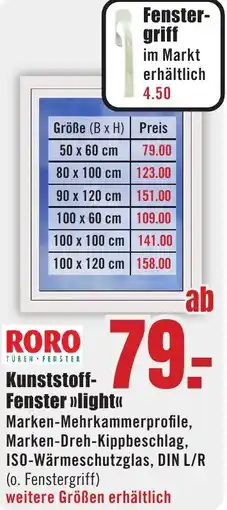 B1 Discount Baumarkt RORO Kunststoff Fenster light Angebot