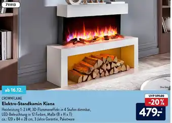 Aldi Süd Crownflame Elektro Standkamin Kiana Angebot