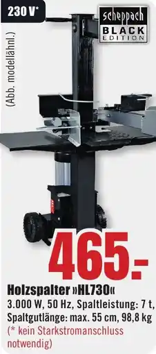 B1 Discount Baumarkt Scheppach Holzspalter HL730 Angebot