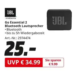 MediaMarkt Jbl go essential 2 bluetooth lautsprecher Angebot