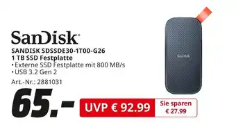 MediaMarkt Sandisk sandisk sdssde30-1t00-g26 1 tb ssd festplatte Angebot