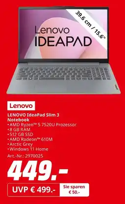 MediaMarkt Lenovo ideapad slim 3 notebook Angebot