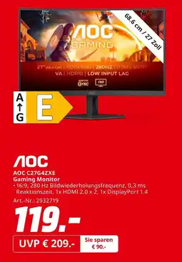 MediaMarkt Aoc c27g4zxe gaming monitor Angebot