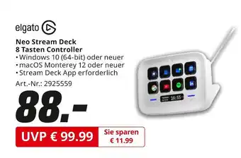 MediaMarkt Elgato neo stream deck 8 tasten controller Angebot