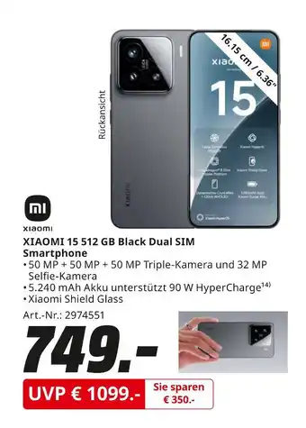 MediaMarkt Xiaomi xiaomi 15 512 gb black dual sim smartphone Angebot