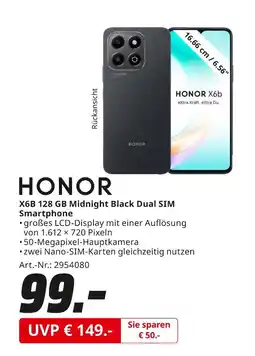 MediaMarkt Honor x6b 128 gb midnight black dual sim smartphone Angebot