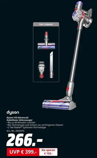MediaMarkt Dyson dyson v8 advanced kabelloser akkusauger Angebot