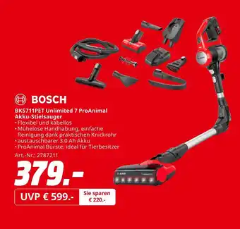 MediaMarkt Bosch bks711pet unlimited 7 proanimal akku-stielsauger Angebot