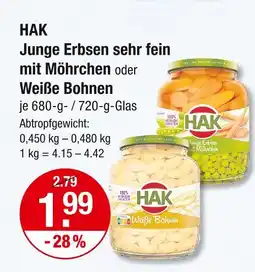 V Markt Hak junge erbsen sehr fein mit möhrchen Angebot