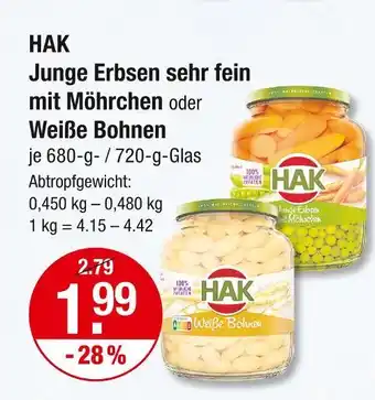 V Markt Hak junge erbsen sehr fein mit möhrchen Angebot