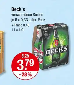 V Markt Beck's verschiedene sorten Angebot