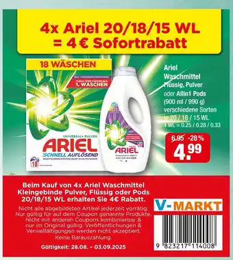 V Markt Ariel waschmittel flüssig Angebot