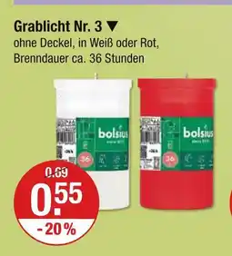 V Markt Bolsius grablicht nr. 3 weiß Angebot