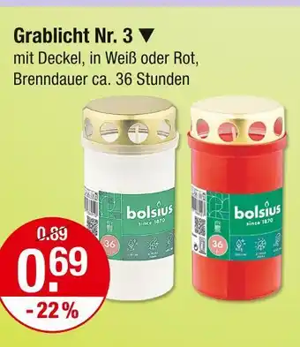V Markt Bolsius grablicht nr. 3 Angebot