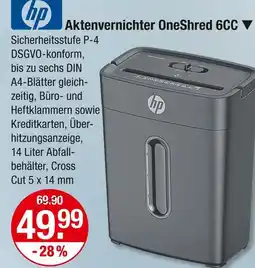 V Markt Hp aktenvernichter oneshred 6cc Angebot